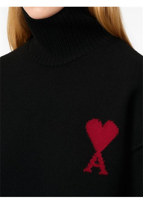 adc fubbeck neck sweater man black AMI PARIS | UKS839.018009